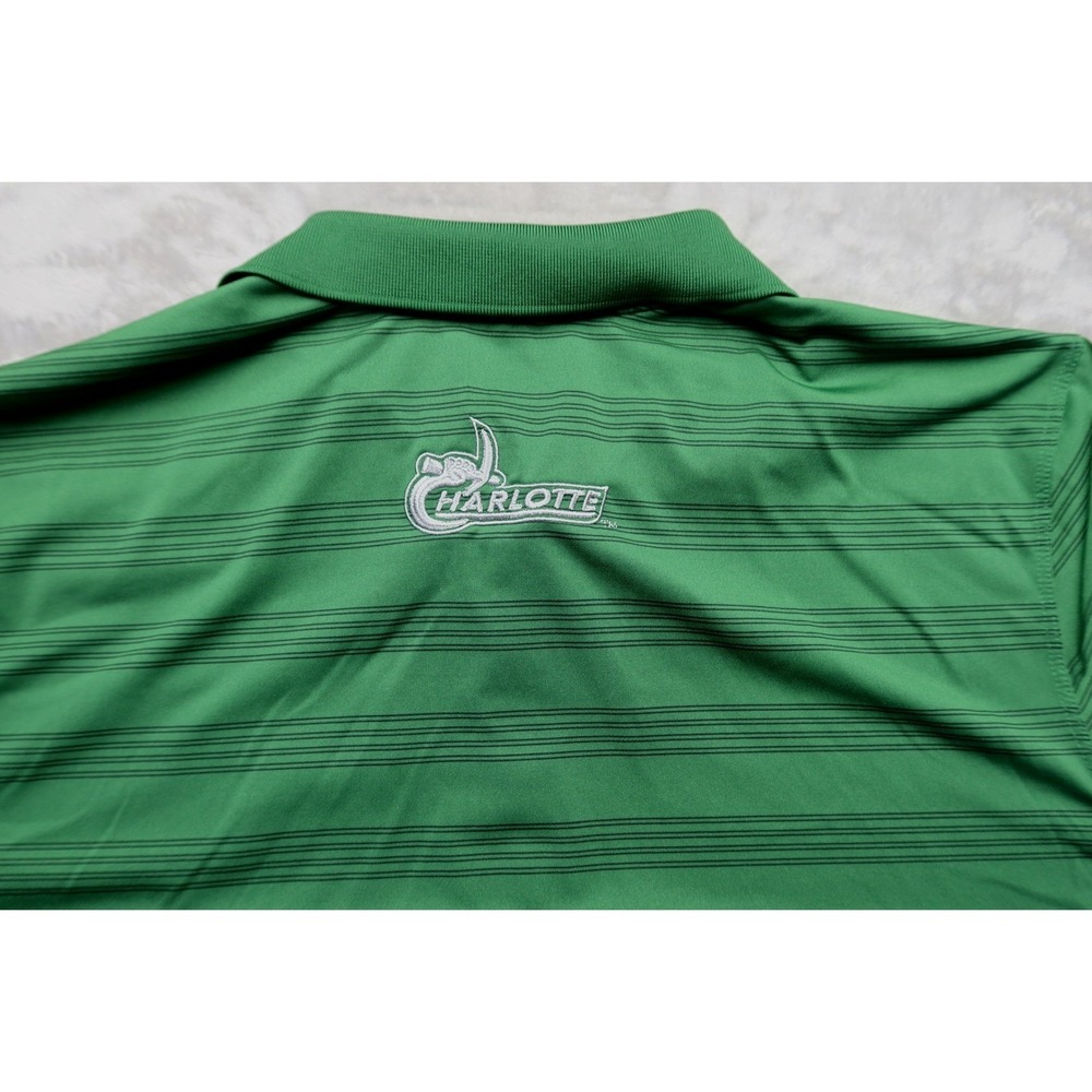Nike Dri Fit Charlotte‎ 49ers Green Striped Mens Polo Shirt Golf Casual XL - Picture 6 of 9